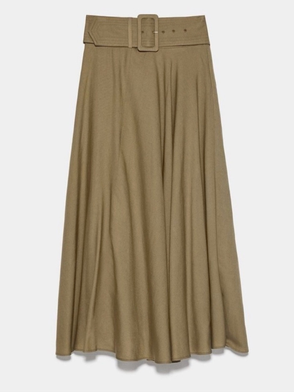 Zara Linen Blend Belted Rustic Long Skirt Sz M - Picture 5 of 11